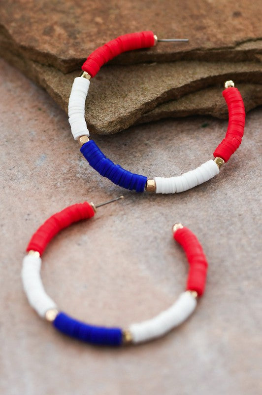 Americana Multi Colored Hoop Earrings