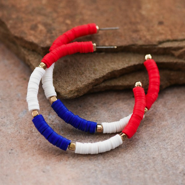 Americana Multi Colored Hoop Earrings