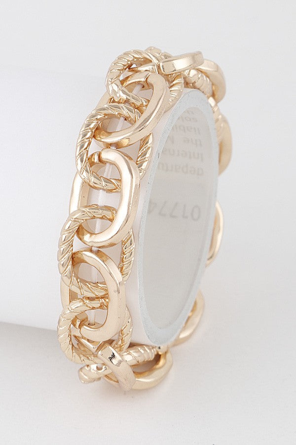 Hammered Rollo Chain Link Stretch Bracelet
