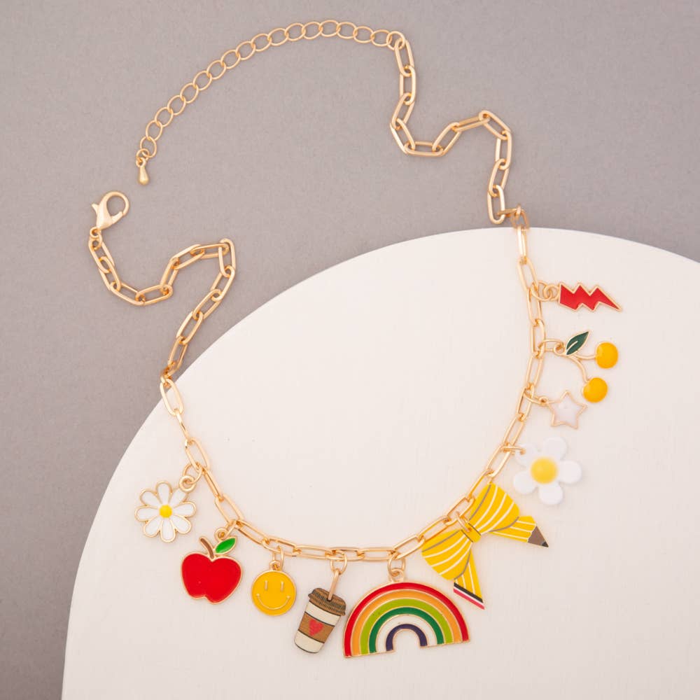 Spring Rainbow Charm Necklace