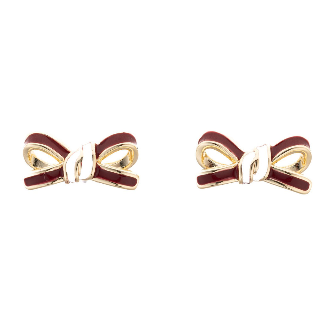 Maroon Bow Earrings