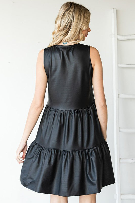 Pleather Tiered Dress