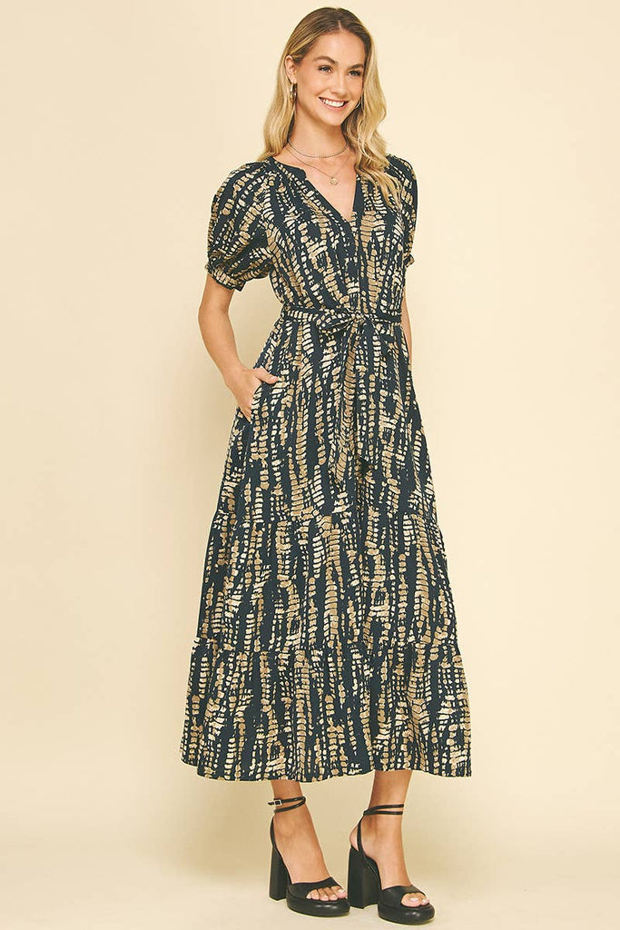 Navy Neutral Print Dress