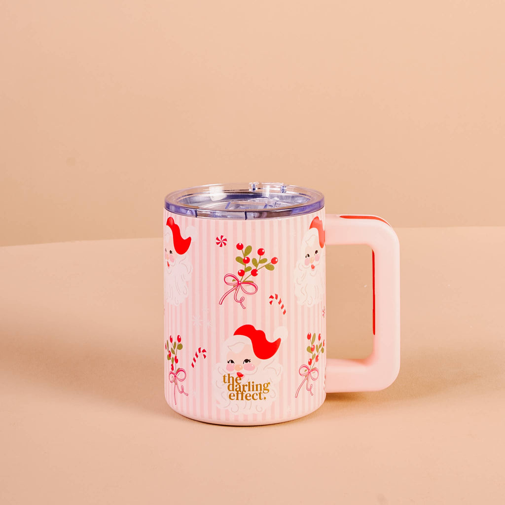 14 oz Insulated Mug, Holly Jolly Santa