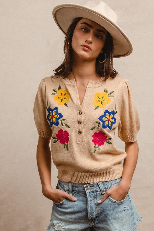 Floral Burst Embroidered Sweater