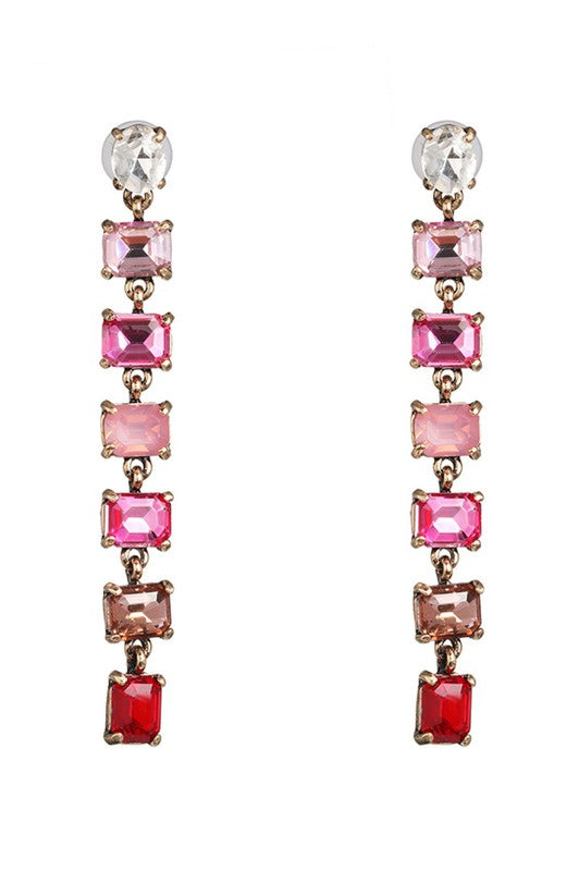 Pink Rhinestone Drop Earrings