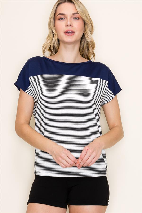 Pinstripe Button Back Top