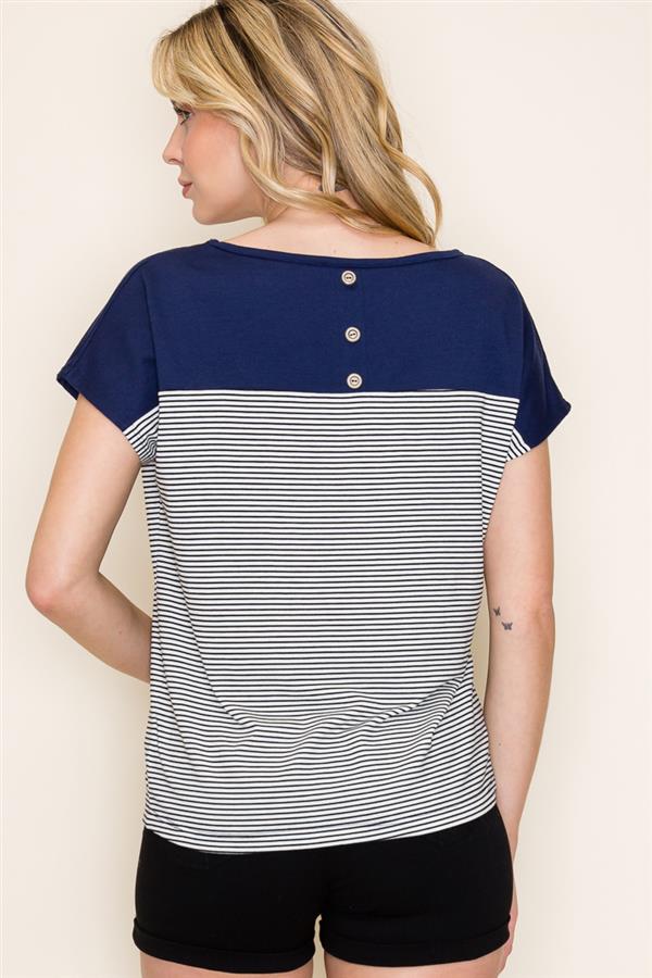 Pinstripe Button Back Top