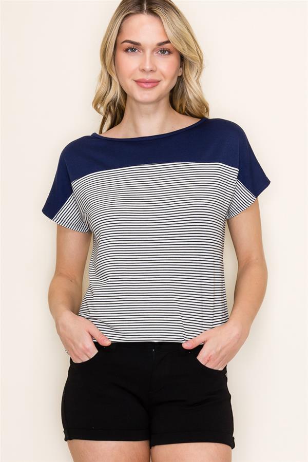 Pinstripe Button Back Top