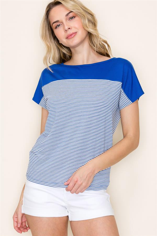 Pinstripe Button Back Top