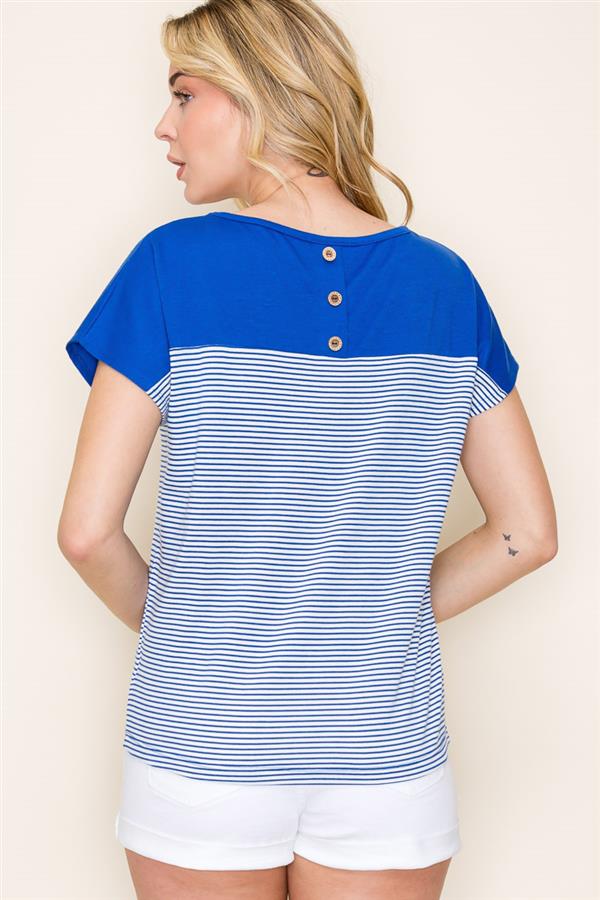 Pinstripe Button Back Top