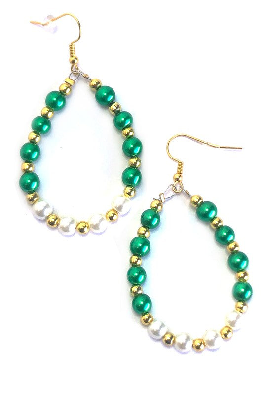 Green Pearl Teardrop Earrings