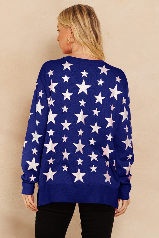Navy Silver Star Sweater