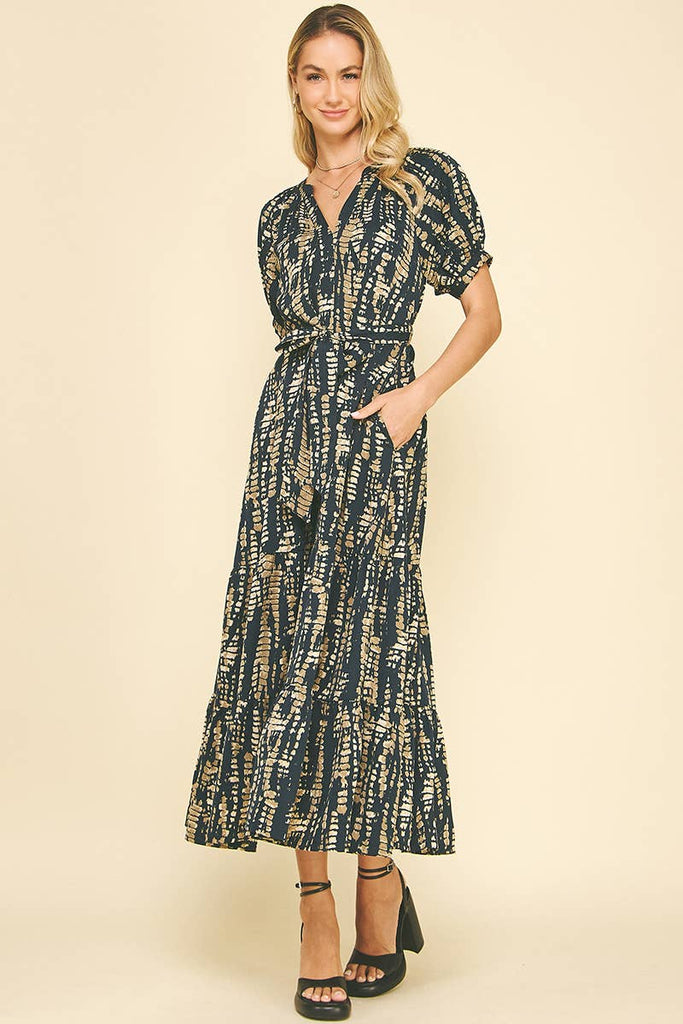 Navy Neutral Print Dress
