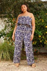 Navy Cream Printed Jumpsuit