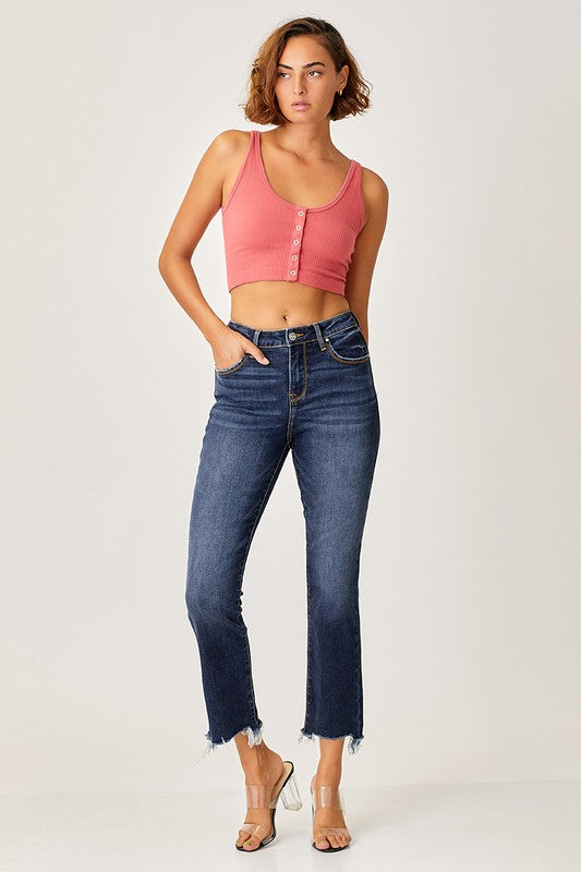 High Rise Crop Slim Denim