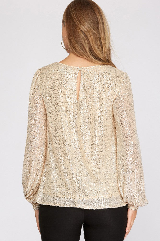 Champagne Sequin Top