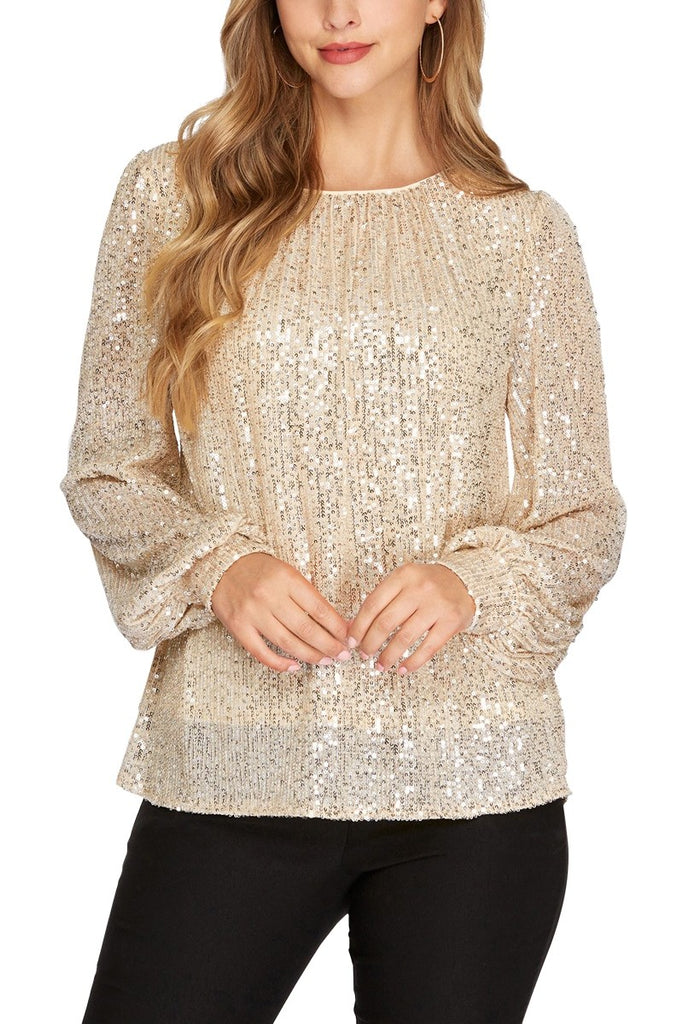 Champagne Sequin Top