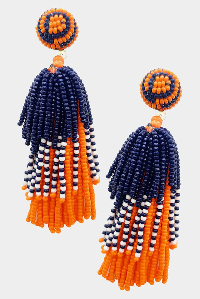 Orange Navy Seed Bead Tassels