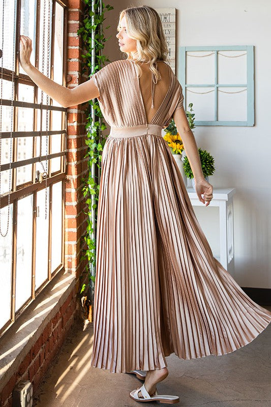 Gold Pleated Dress Medium Gold Pleated Dress Medium