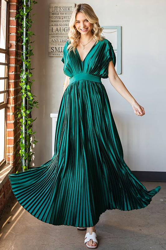 Hunter Green Pleated Dress