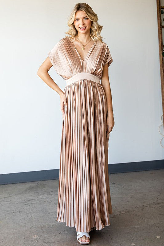 Gold Pleated Dress Medium Gold Pleated Dress Medium