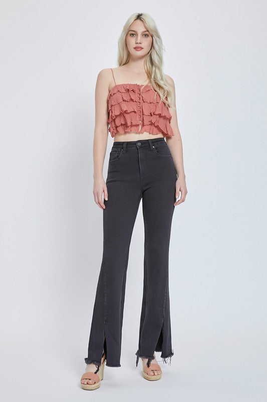 High Rise Front Split Jeans