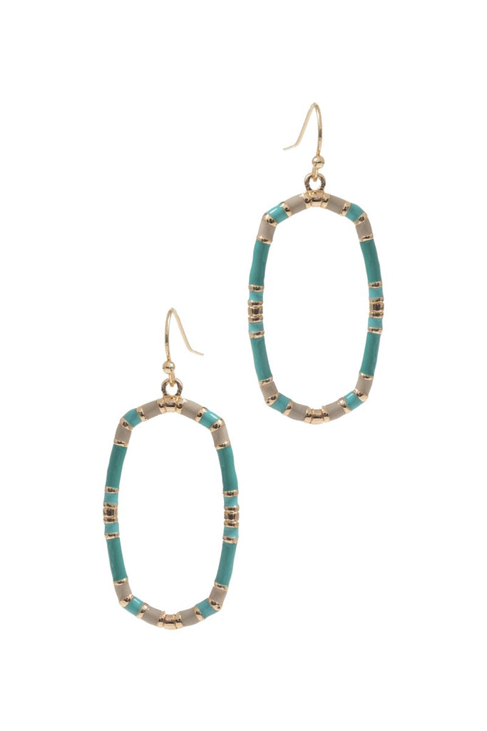Color Block Oval Enamel Earrings