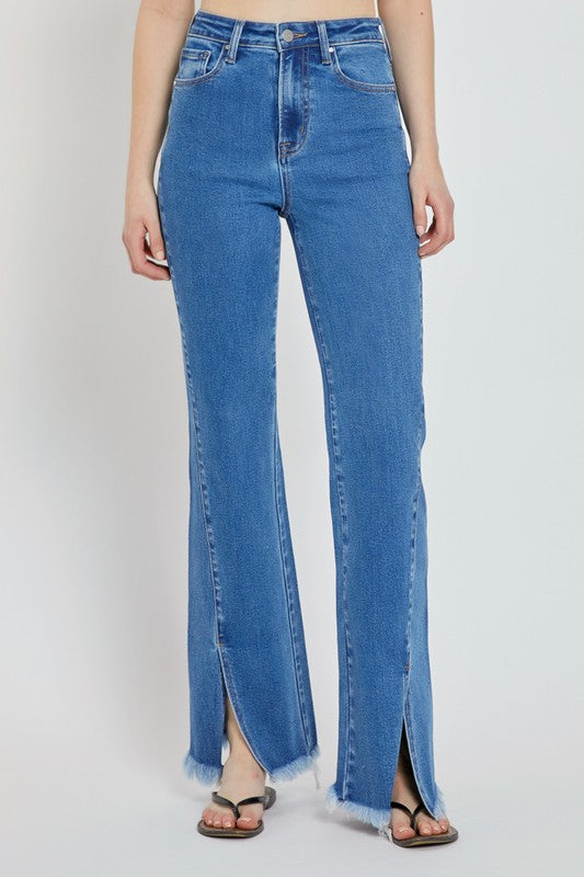 High Rise Front Split Jeans