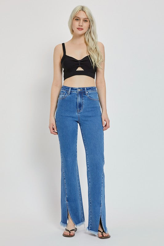 High Rise Front Split Jeans