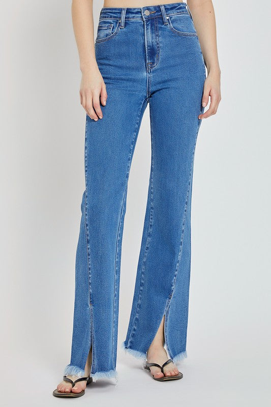 High Rise Front Split Jeans