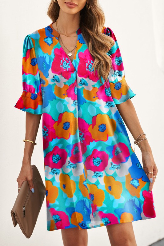 Floral Rebecca Ruffle Dress