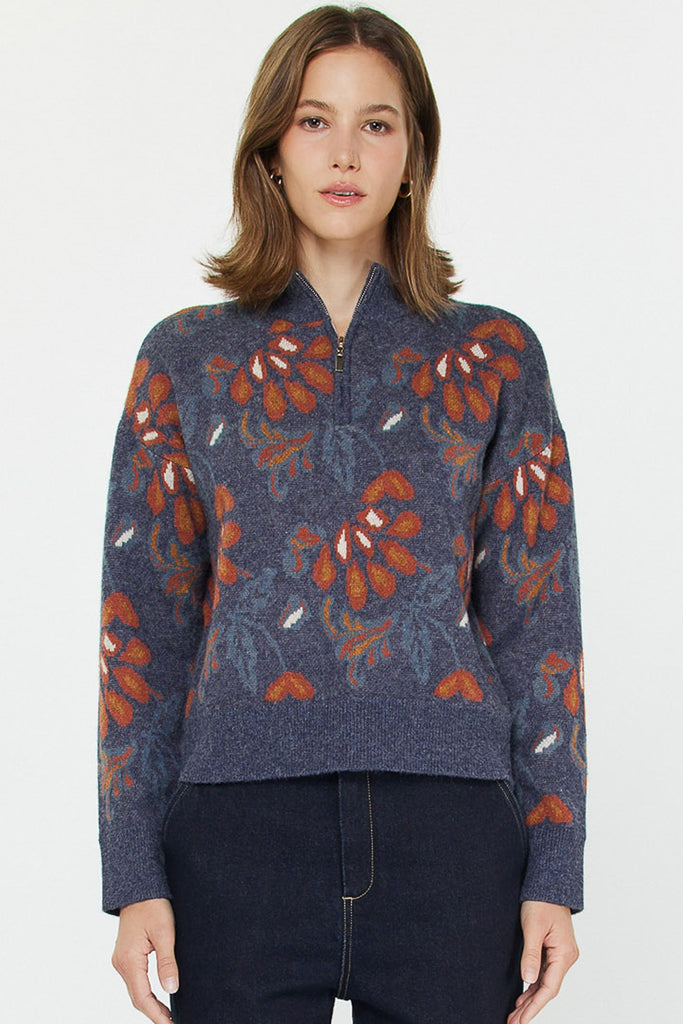 Denim Floral Sweater