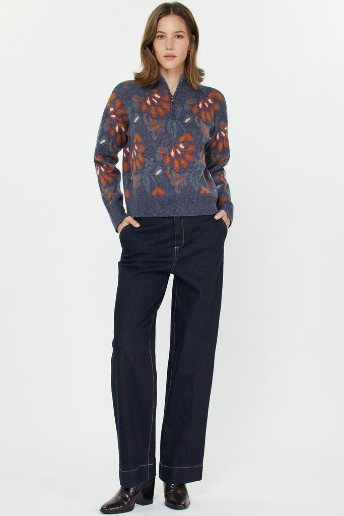 Denim Floral Sweater
