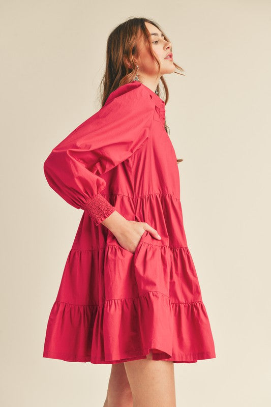 Crimson Red Tiered Dress