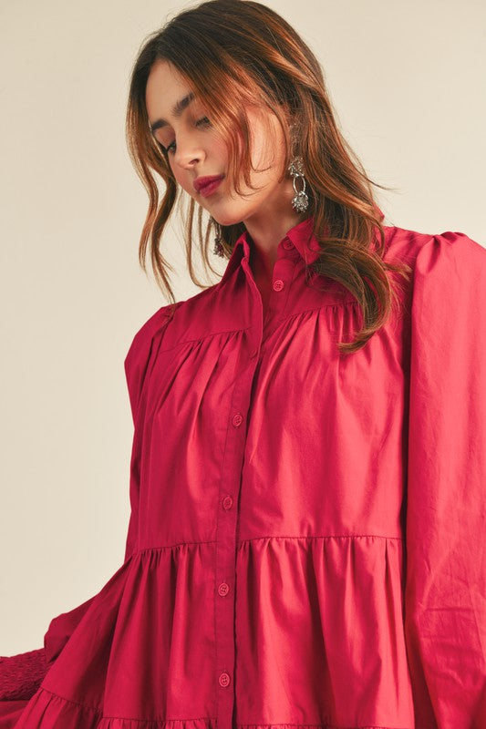 Crimson Red Tiered Dress