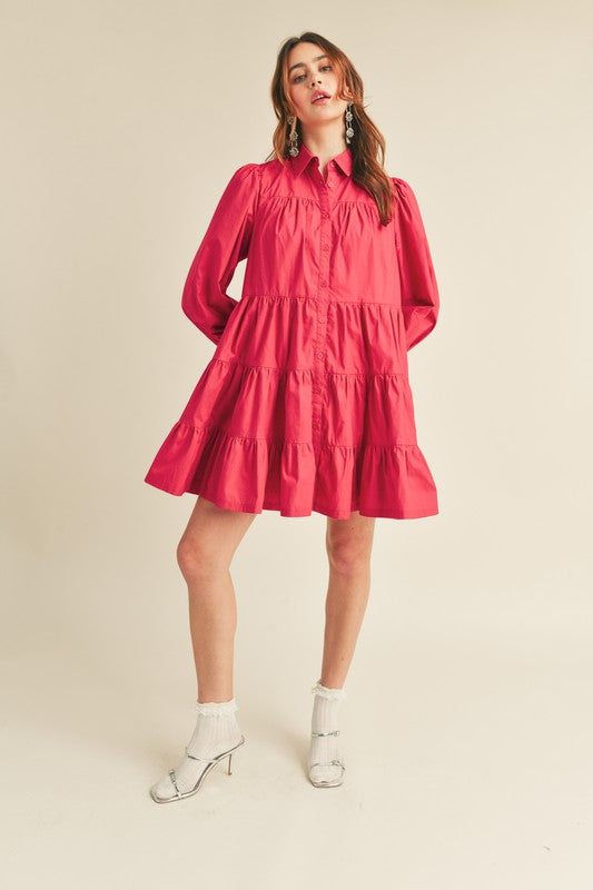 Crimson Red Tiered Dress
