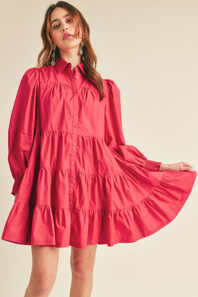 Crimson Red Tiered Dress