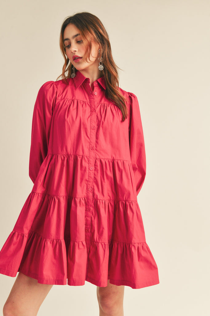 Crimson Red Tiered Dress