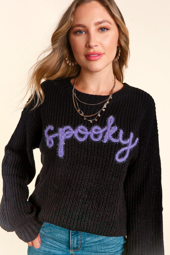 Spooky Shimmer Ribbed Sweater