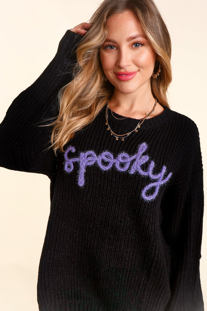 Spooky Shimmer Ribbed Sweater