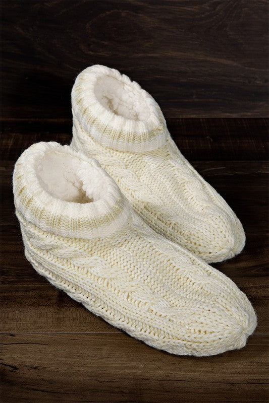 Ivory Cable Knit Slippers