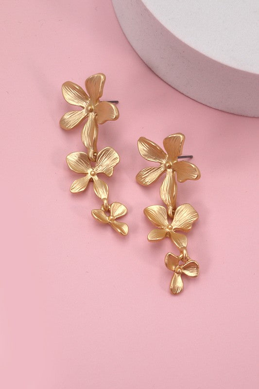 Layered Gold Flower Earrings
