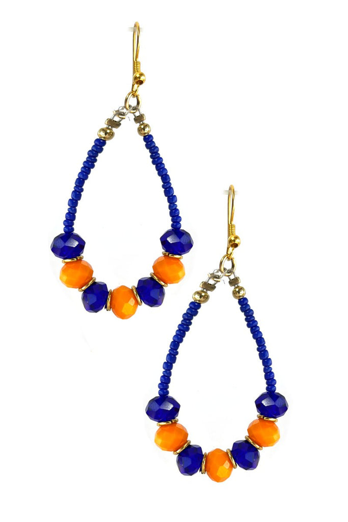 Blue/Orange Teardrop Earrings