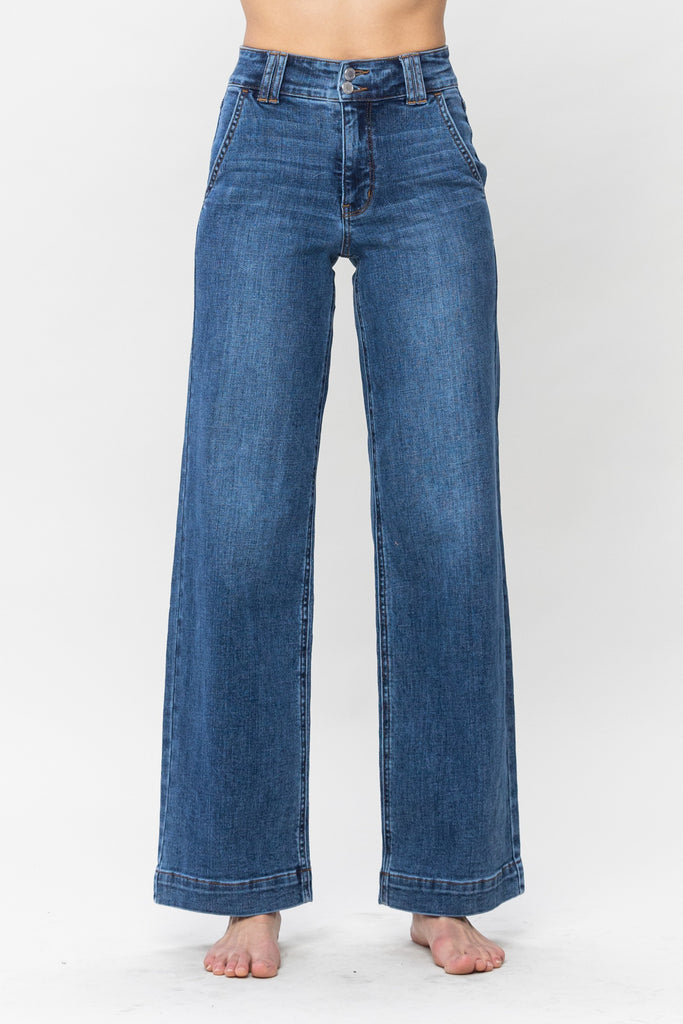 Judy Blue Wide Leg Double Button Jeans