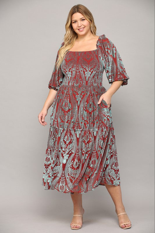 Damask Velvet Burnout Dress - Main Image