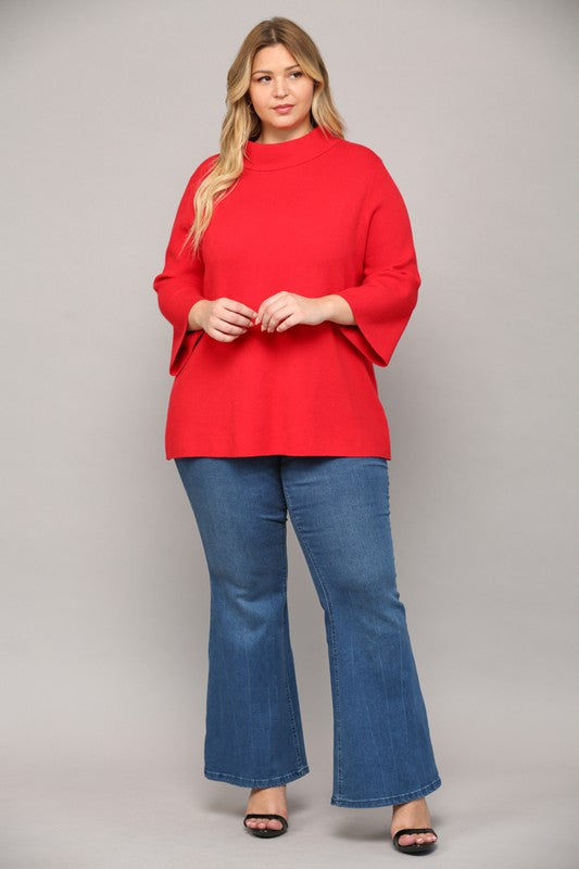Red Bell Sleeve Sweater