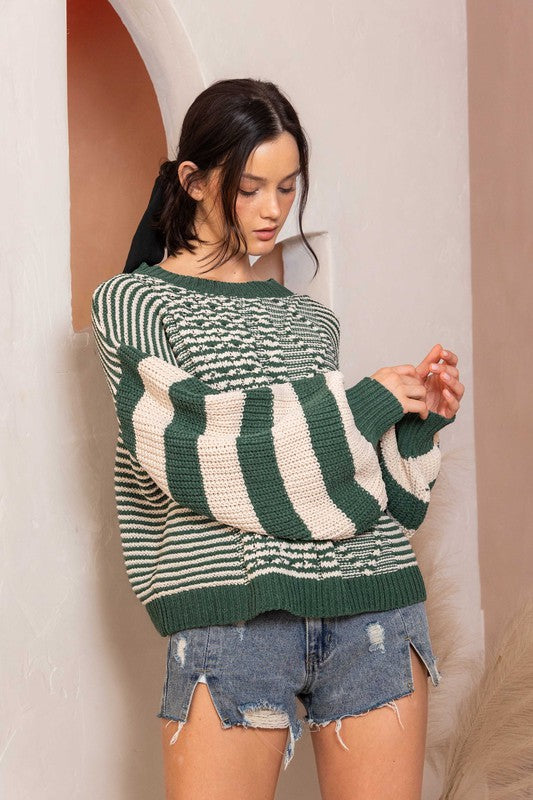 Striped Cable Sweater