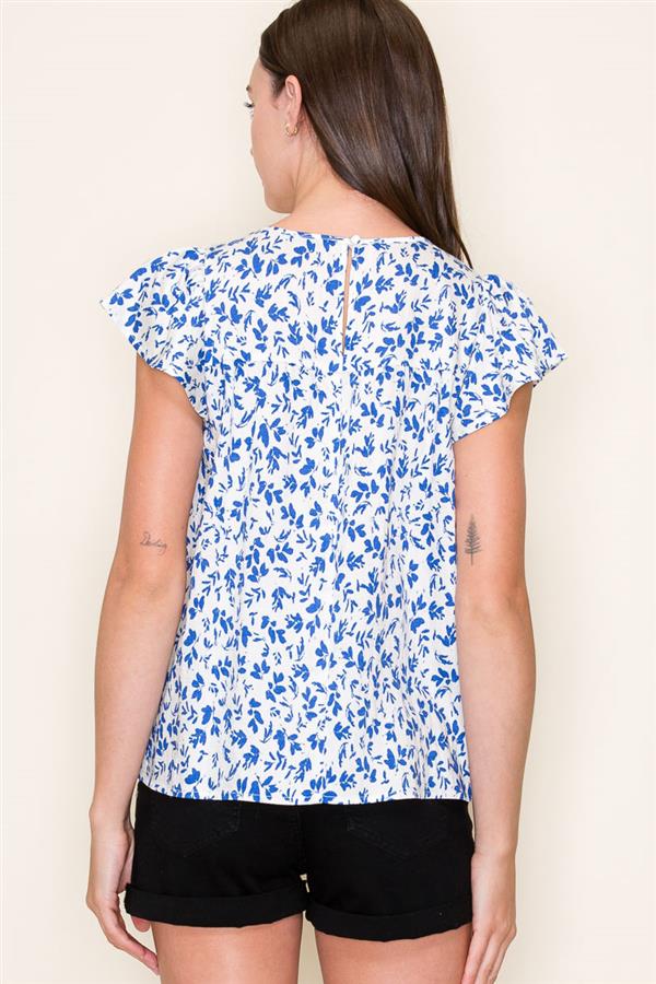 Blue Floral Babydoll Top