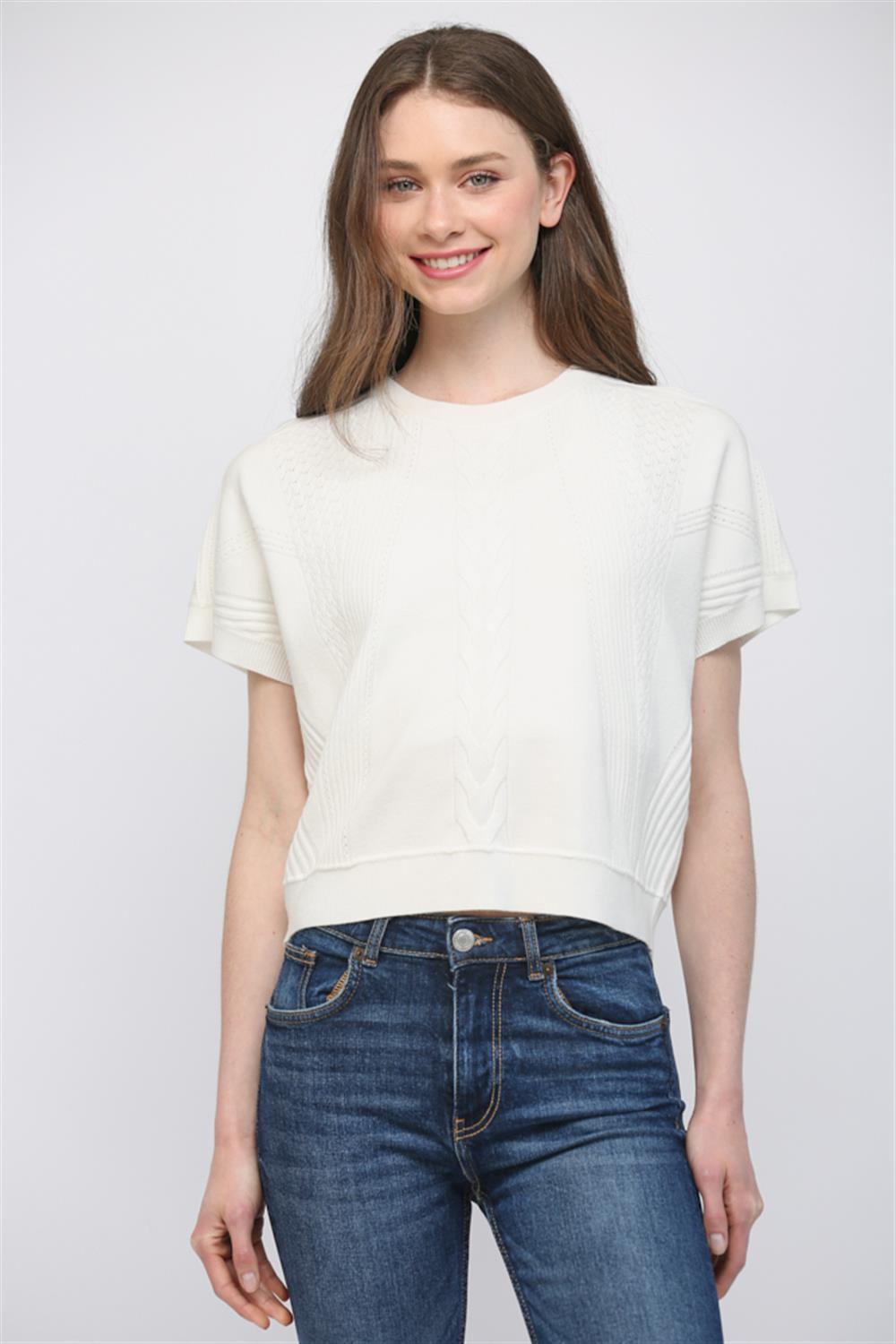 S layered dolman knit bk×wh White Textured Dolman Sweater – Striped Box Boutique